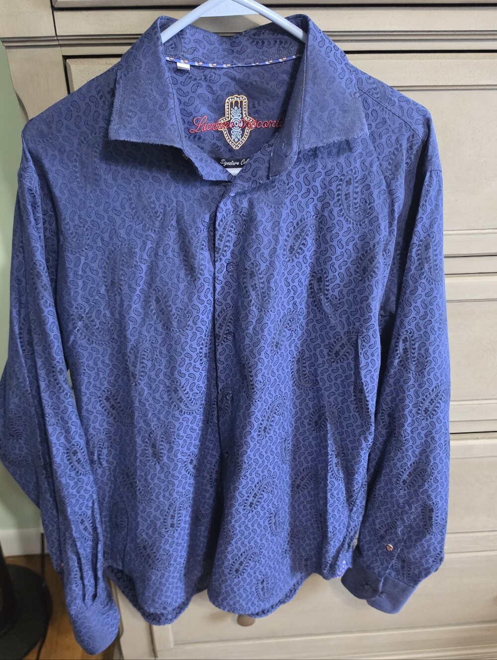 Lucchese Navy Paisley-Print Button-Down Shirt